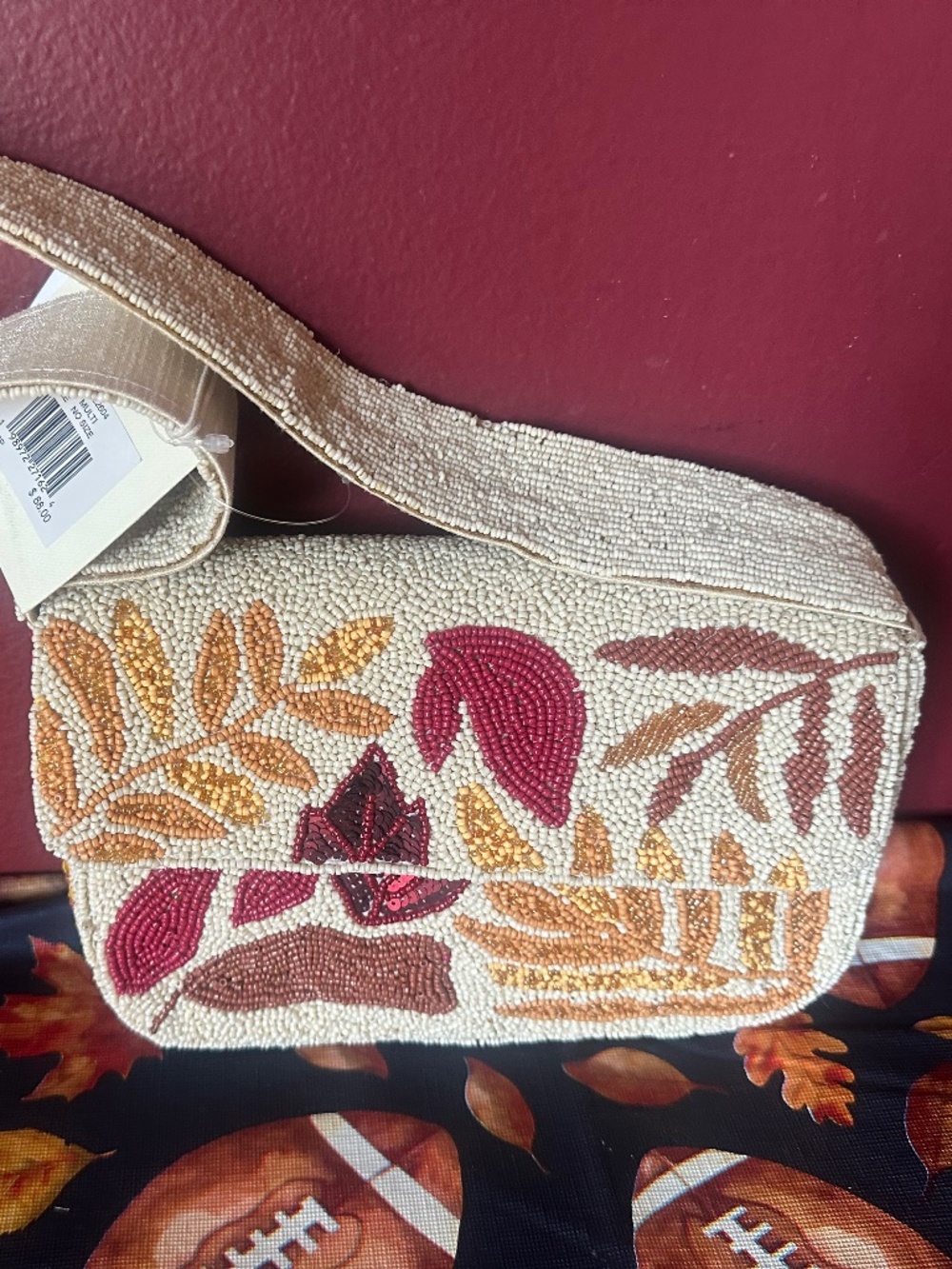 Viral Fall Leaves beaded bag! NWT